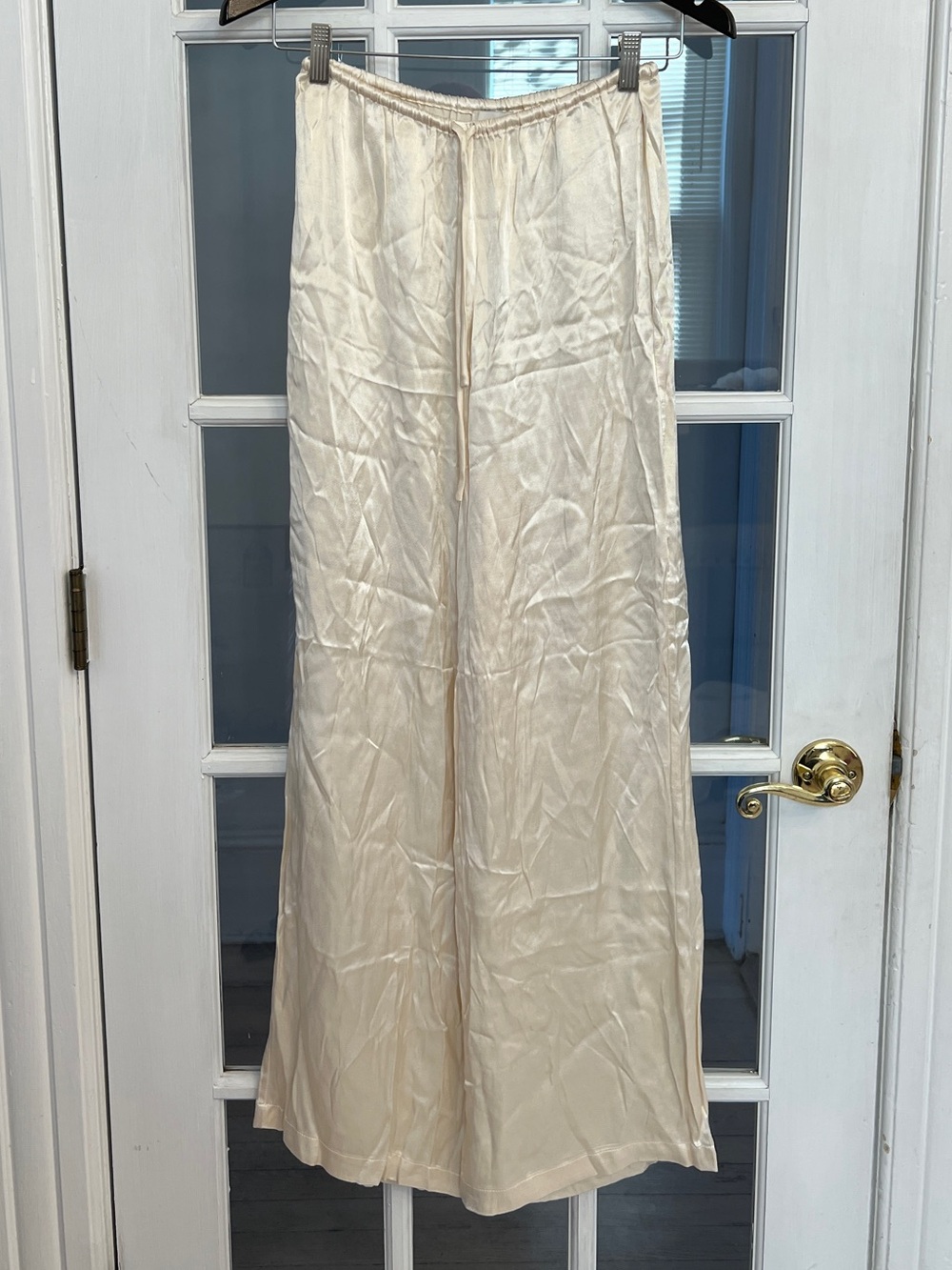 DISSH Women’s Nikki Cream Satin Bias Wide Leg Pants Size US 2